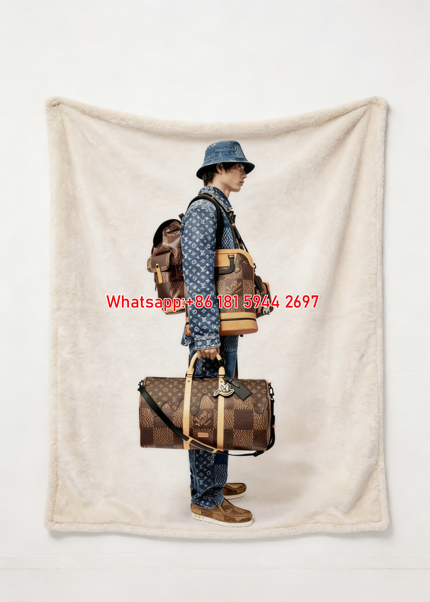 Luxury LV Men's Bags Flannel Sofa Throw Blanket 466